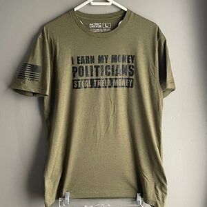 Libertarian Funny Political T-shirt Patriotic T Shirt Sz L Grunge Olive Green